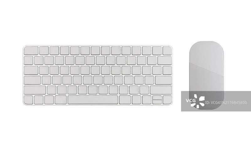 空白电脑键盘和鼠标模型，隔离在白色背景上图片素材