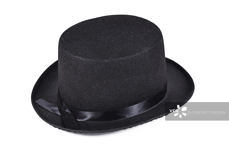 白色背景上的黑色毡帽图片素材