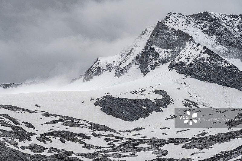 施莱盖伊斯凯斯冰川，雪山顶峰，齐勒河谷，蒂罗尔州，奥地利图片素材