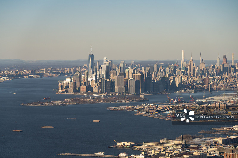 曼哈顿市中心金融区北部空中照片图片素材