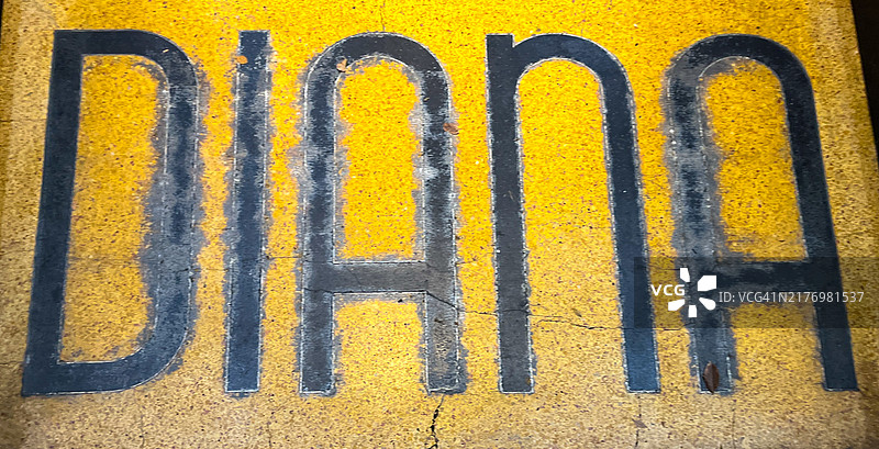 路面上镶嵌的名字：戴安娜图片素材