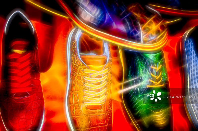 抽象发光的鞋子图片素材