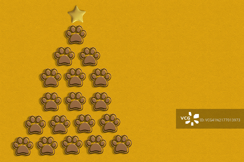 小狗爪子组成圣诞树图片素材