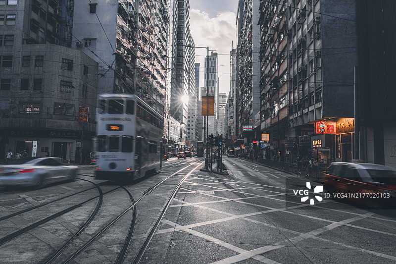 香港轩尼诗道美丽日落图片素材