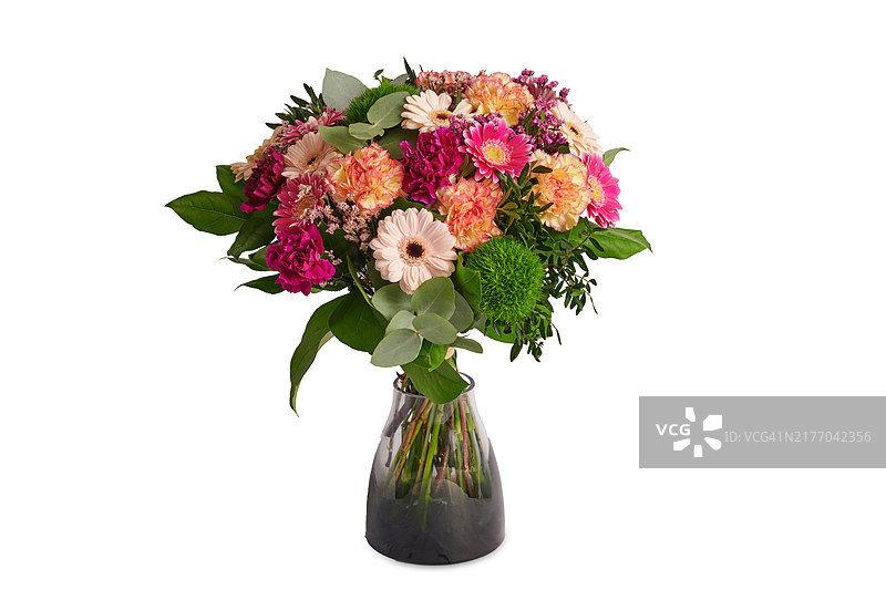 白色背景花瓶花束图片素材