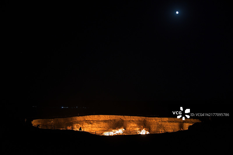 达瓦札天然气坑之上的月亮图片素材