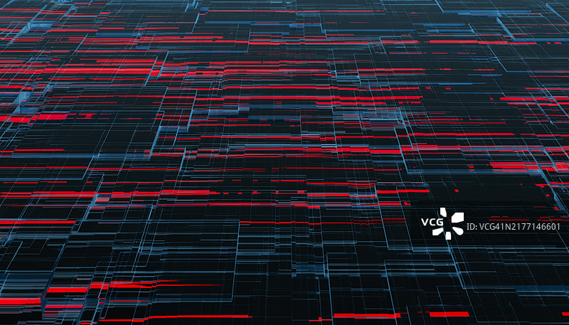 黑色背景中一组红色线条的三维渲染图像的正面照图片素材