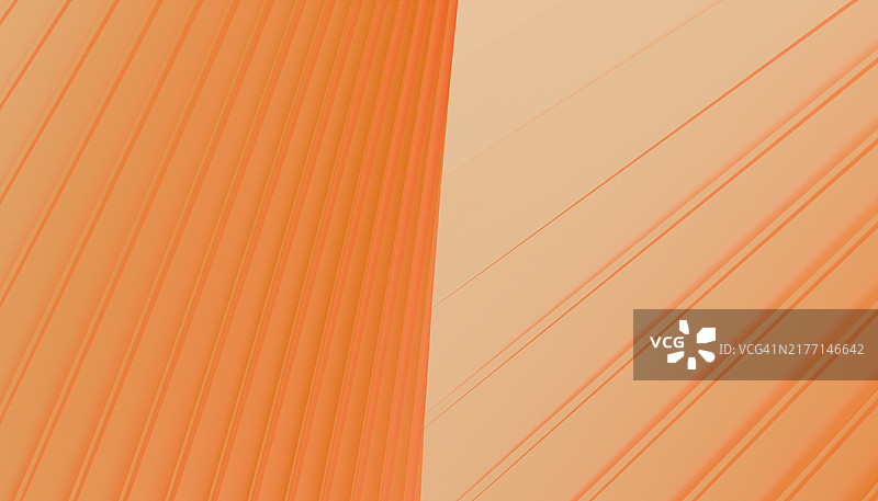 3D渲染图中具有阳光效果线条的橙色前景壁纸，侧视图图片素材