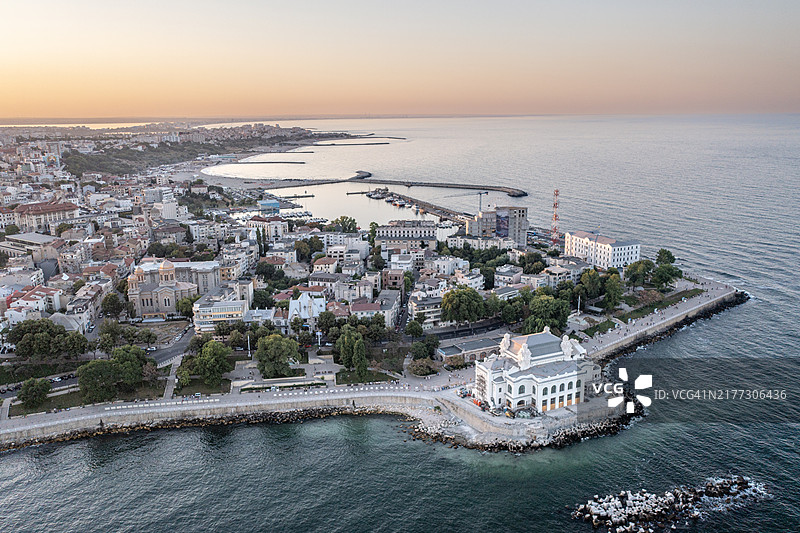 罗马尼亚康斯坦察海湾鸟瞰图图片素材