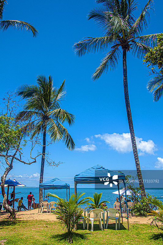 巴西巴伊亚州伊塔卡雷孔查海滩全景图片素材