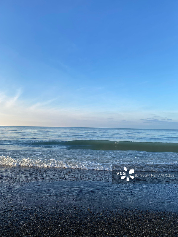 2023年1月在美国印第安纳州贝弗利海岸拍摄的密歇根湖照片图片素材