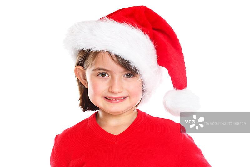 圣诞节女孩与圣诞老人合影图片素材