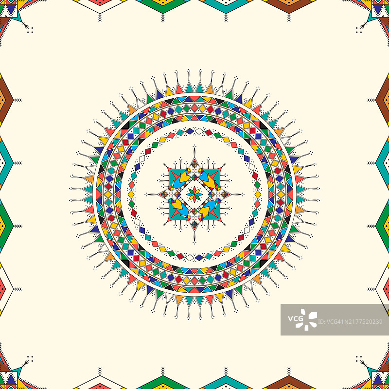 受阿西里传统绘画Al-Qatt Al-Asiri启发的装饰几何重复图案图片素材