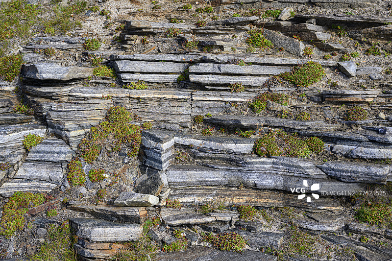 苏格兰刘易斯岛海岸的层状砂岩图片素材