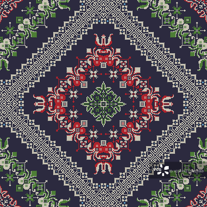 受俄罗斯传统刺绣启发的装饰重复图案图片素材