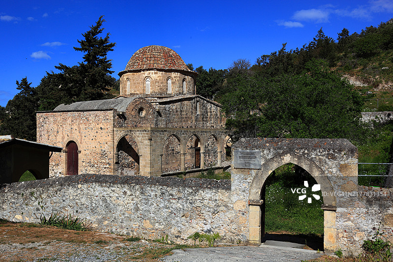 12世纪北塞浦路斯安提福尼蒂斯修道院旧址教堂图片素材