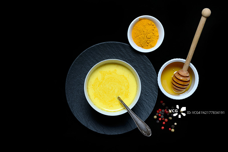 姜黄粉蜂蜜姜黄牛奶图片素材