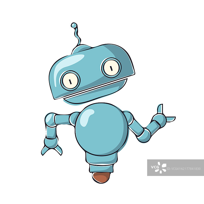 白色背景上的可爱小机器人手绘矢量图图片素材