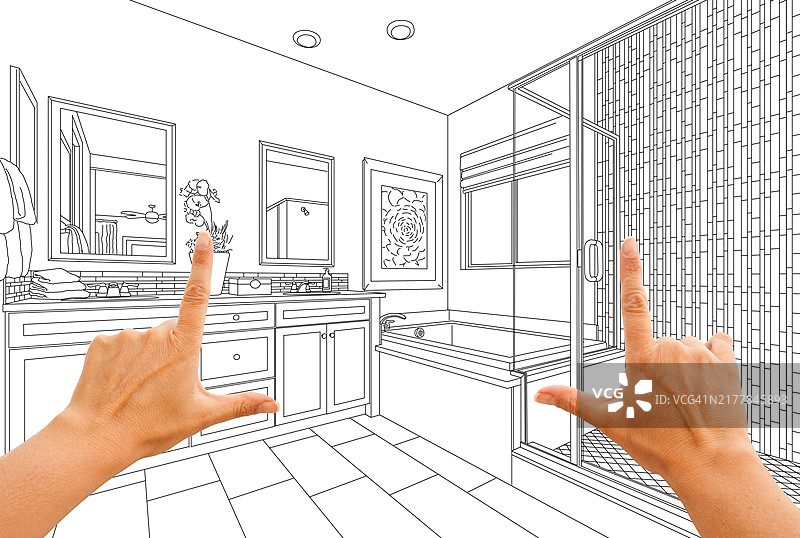 手绘定制主浴室图纸图片素材