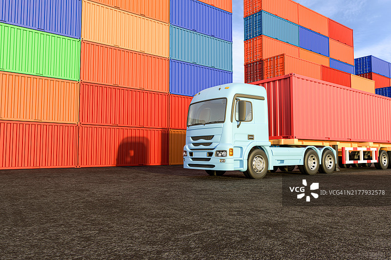 集装箱转运场3D渲染图片素材