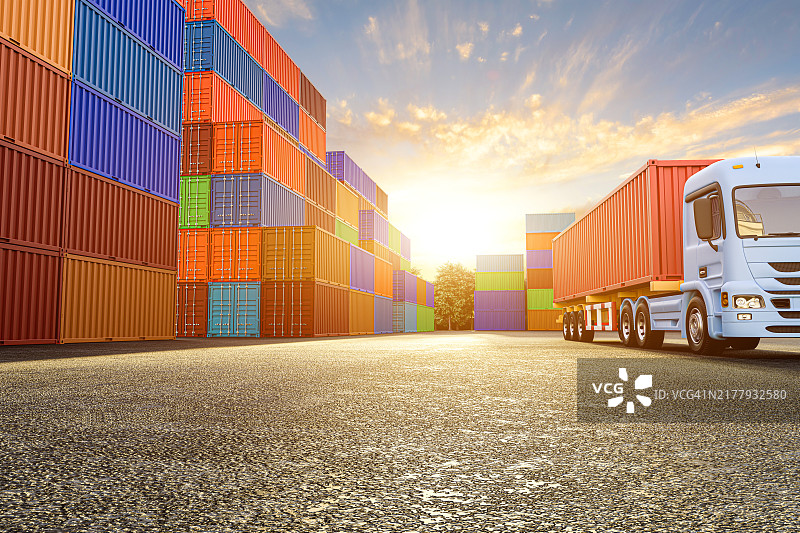 商品贸易集装箱转运场3D效果图图片素材
