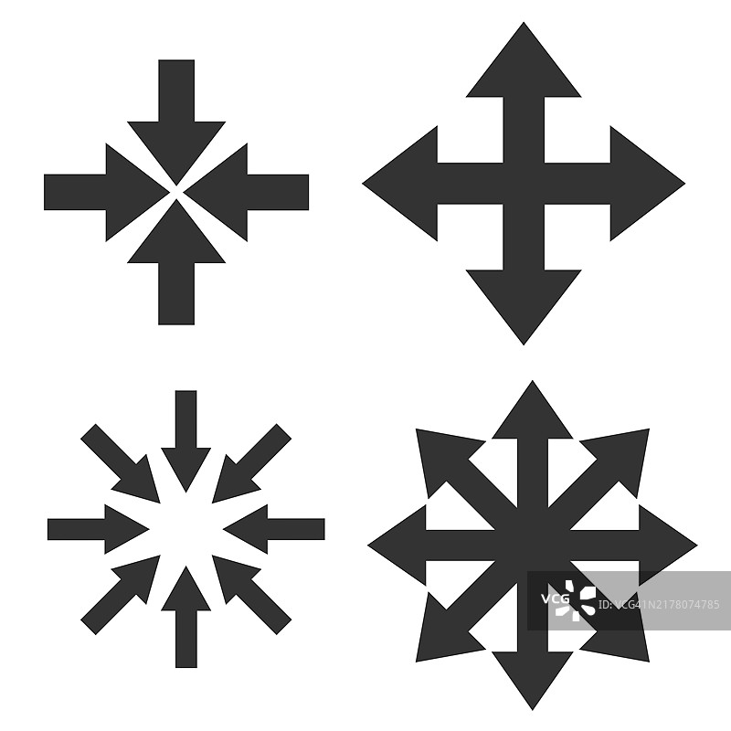 多方向箭头图标，矢量图，信息图表或演示文稿指针标志图片素材