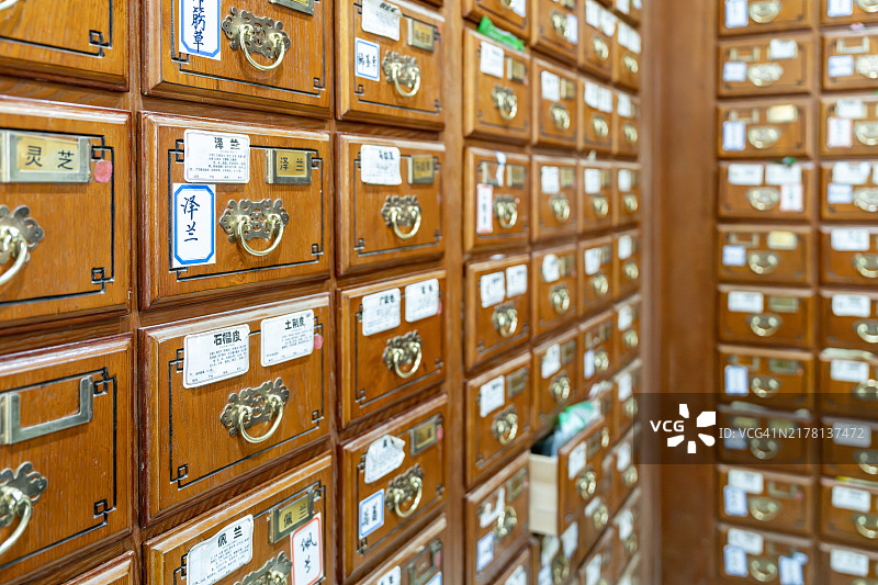 传统中药店的药柜图片素材