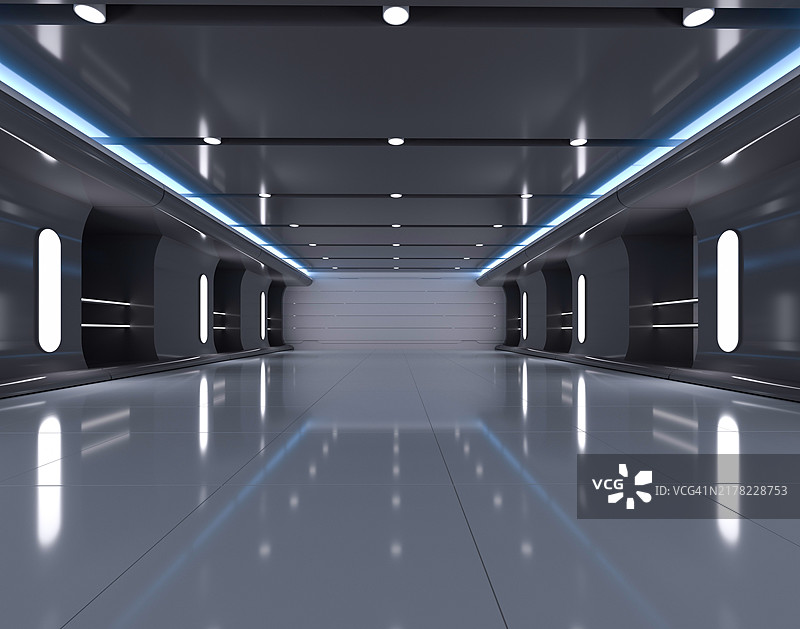 3D插图抽象走廊与背景图片素材