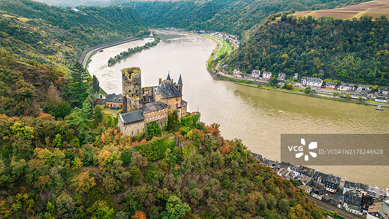 莱茵河畔的卡茨城堡图片素材