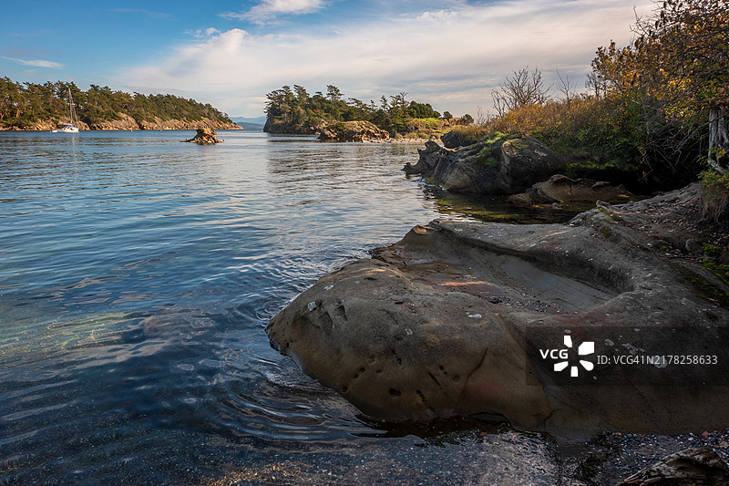 华盛顿州苏西亚岛尤因湾航拍图片素材