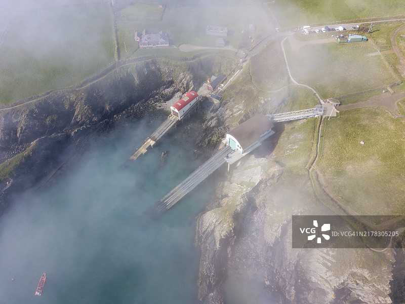 圣戴维斯彭布罗克郡圣贾斯蒂尼安救生站鸟瞰图片素材