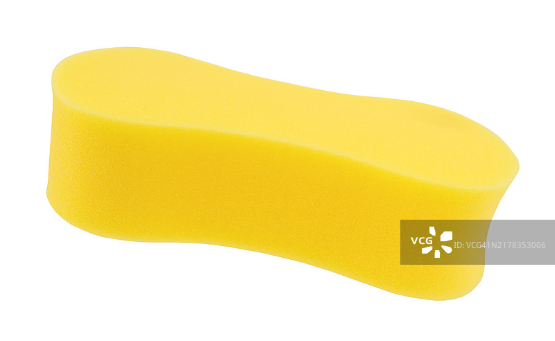 黄色清洁海绵，带裁剪路径图片素材