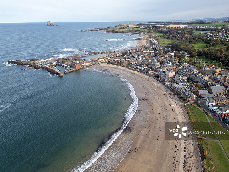 东洛锡安北贝里克镇的鸟瞰图图片素材
