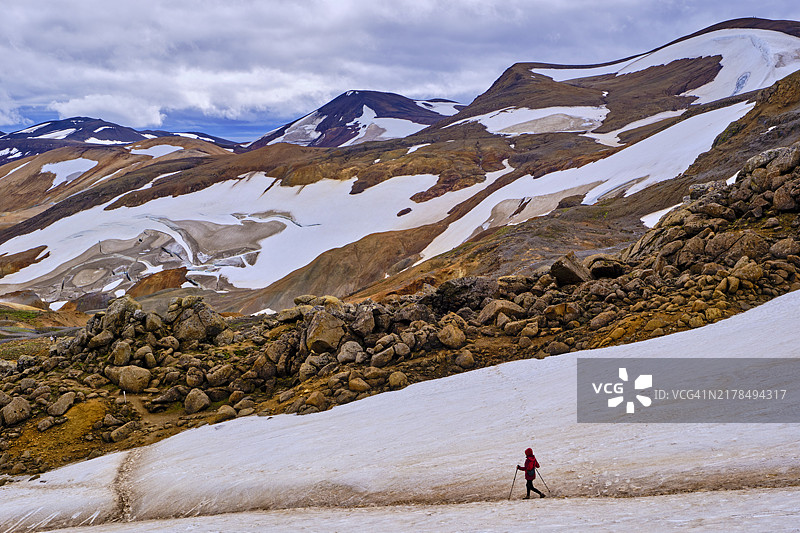 冰岛南部区凯尔灵加山地热山图片素材