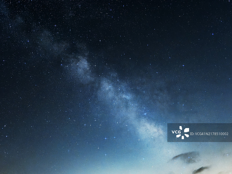 银河系与明亮星暴划过天空的特写图片素材