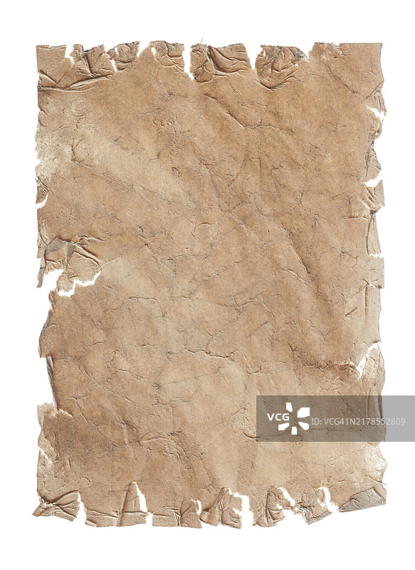 白色背景上的复古皱纸图片素材