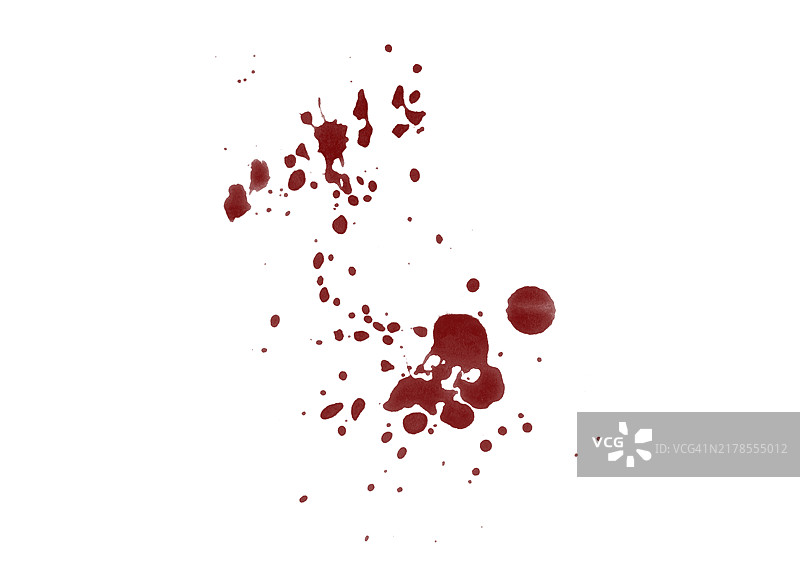 白色背景上的红色血迹图片素材