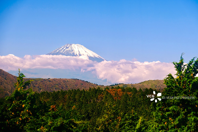 日本雪山与天空的美丽景色图片素材