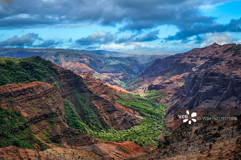 夏威夷怀梅亚的山脉与天空的美丽景色图片素材