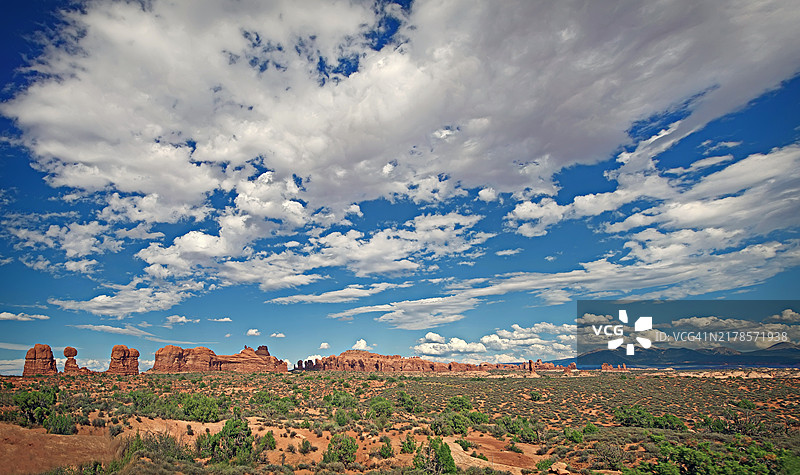 蓝天下的全景风景，汤普森，犹他州，美国图片素材