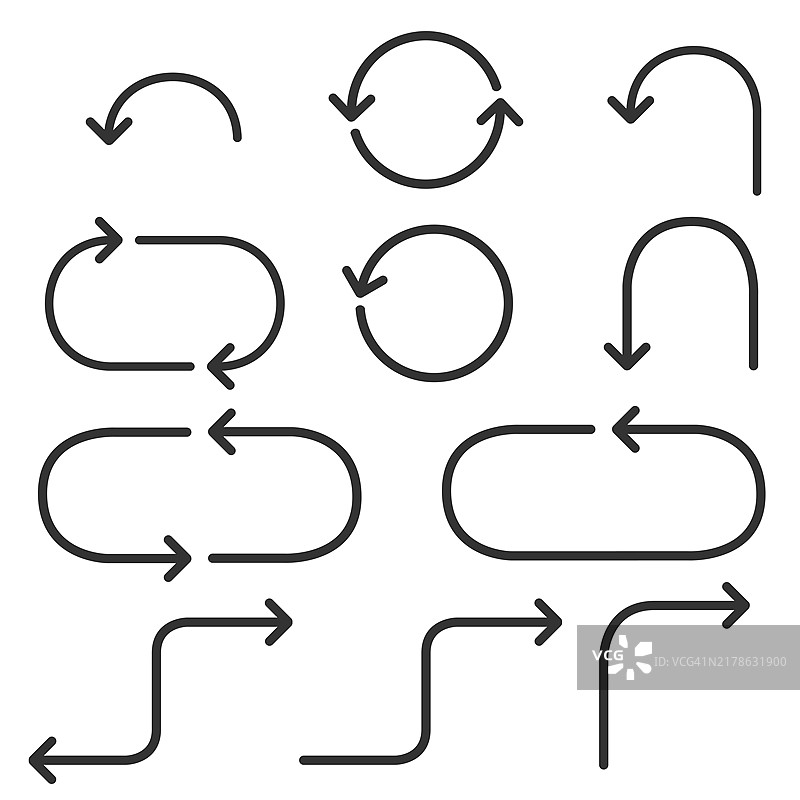 箭头图标集：箭头形状模板图片素材