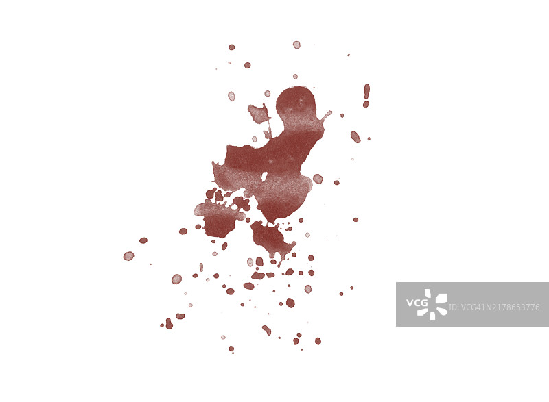 白色背景上的红色血迹图片素材