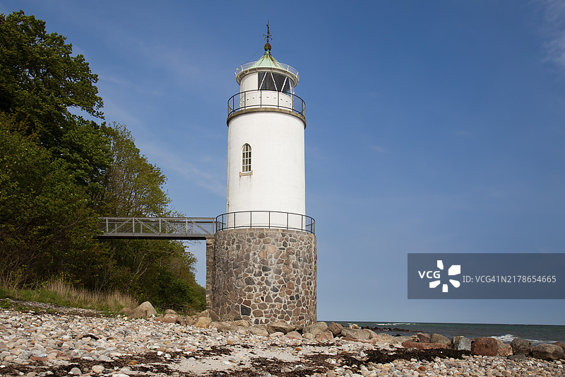 塔克森桑灯塔，位于丹麦南部的弗伦斯堡峡湾图片素材
