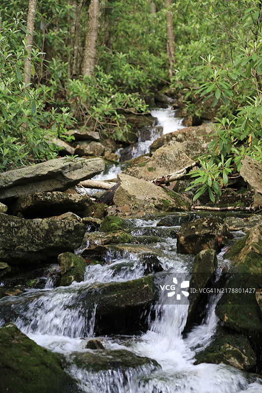 溪水流淌在岩石上图片素材
