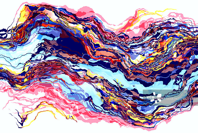 大胆鲜艳色彩的抽象流动线条动态艺术作品图片素材