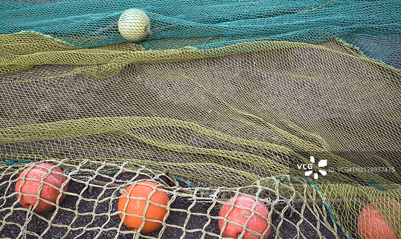 渔网和浮标特写图片素材