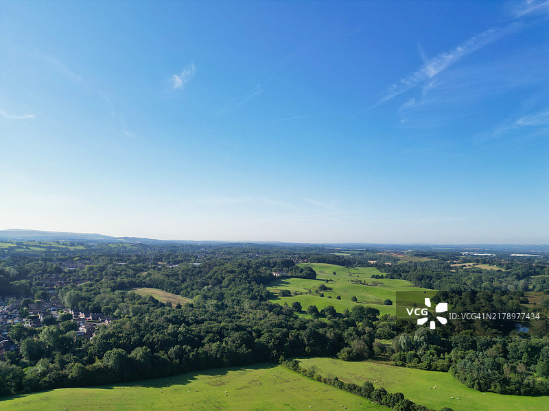 兰开夏郡普雷斯顿市的高角度视图，英格兰北部图片素材