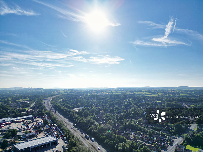 兰开夏郡普雷斯顿市的高角度视图，英格兰北部图片素材