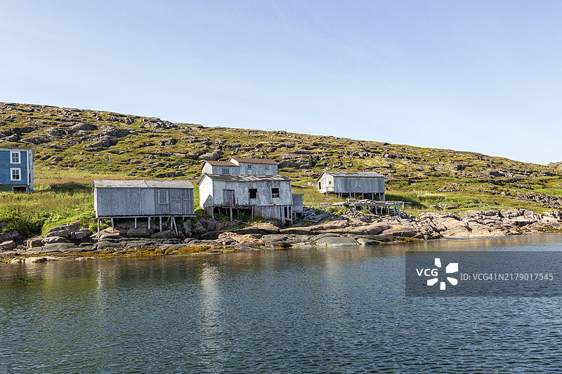 拉布拉多东海岸前渔村的旧木制建筑图片素材