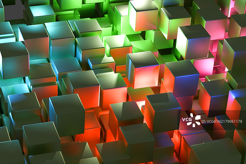 彩色立方体的3D插图图片素材
